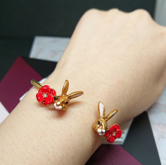 Kate spade Gold Pavé Flower & Bunny Cuff Bracelet - Picture 4 of 6